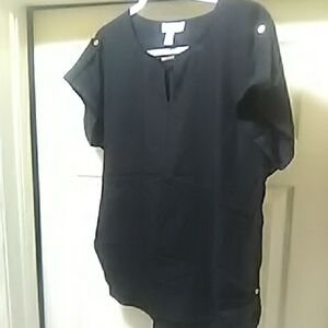 Calvin Klein Black Blouse with Button Accents